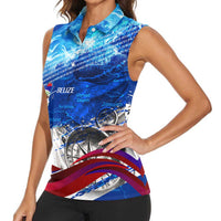 Belize One Flag One Heart Women Sleeveless Polo Shirt Caribbean Heartbeat - Where Compass Meets Culture