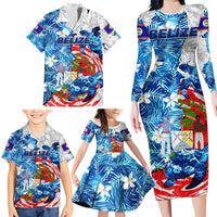 Sea Turtle Belize Family Matching Long Sleeve Bodycon Dress and Hawaiian Shirt Ocean Soul Tropical Spirit