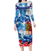 Sea Turtle Belize Family Matching Long Sleeve Bodycon Dress and Hawaiian Shirt Ocean Soul Tropical Spirit