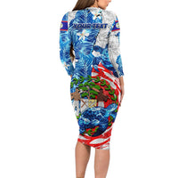 Sea Turtle Belize Family Matching Long Sleeve Bodycon Dress and Hawaiian Shirt Ocean Soul Tropical Spirit