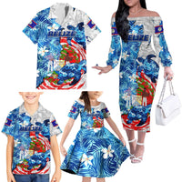 Sea Turtle Belize Family Matching Off The Shoulder Long Sleeve Dress and Hawaiian Shirt Ocean Soul Tropical Spirit