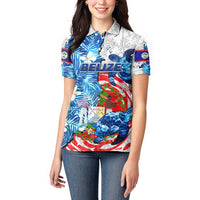 Sea Turtle Belize Women Polo Shirt Ocean Soul Tropical Spirit