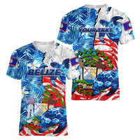 Sea Turtle Belize Women V-Neck T-Shirt Ocean Soul Tropical Spirit