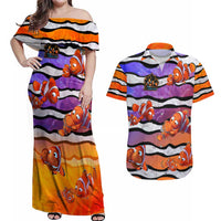 The Ocean Best Dad Couples Matching Off Shoulder Maxi Dress and Hawaiian Shirt Like Marlin Happy Fathers Day To a True Hero - Wonder Print Shop