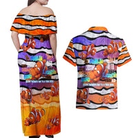 The Ocean Best Dad Couples Matching Off Shoulder Maxi Dress and Hawaiian Shirt Like Marlin Happy Fathers Day To a True Hero - Wonder Print Shop