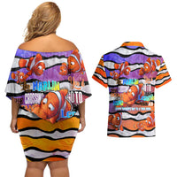 The Ocean Best Dad Couples Matching Off Shoulder Short Dress and Hawaiian Shirt Like Marlin Happy Fathers Day To a True Hero - Wonder Print Shop