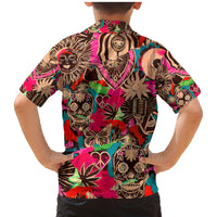 Festival Memories Skull Family Matching Mermaid Dress and Hawaiian Shirt - Wonder Print Shop