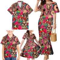 Festival Memories Skull Family Matching Mermaid Dress and Hawaiian Shirt - Wonder Print Shop