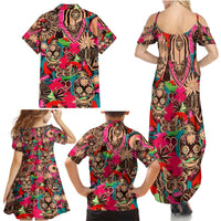 Festival Memories Skull Family Matching Summer Maxi Dress and Hawaiian Shirt - Wonder Print Shop