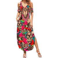 Festival Memories Skull Family Matching Summer Maxi Dress and Hawaiian Shirt - Wonder Print Shop