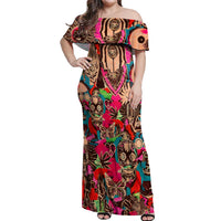 Festival Memories Skull Off Shoulder Maxi Dress - Wonder Print Shop