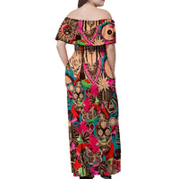 Festival Memories Skull Off Shoulder Maxi Dress - Wonder Print Shop