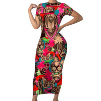 Festival Memories Skull Short Sleeve Bodycon Dress - Wonder Print Shop