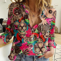 Festival Memories Skull Women Casual Shirt - Wonder Print Shop