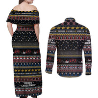 Serbia Couples Matching Off Shoulder Maxi Dress and Long Sleeve Button Shirt Merry Christmas Family and Friends - Wonder Print Shop