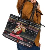 Serbia Leather Tote Bag Merry Christmas Family and Friends - Wonder Print Shop