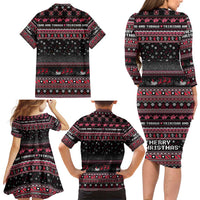 Trinidad and Tobago Family Matching Long Sleeve Bodycon Dress and Hawaiian Shirt Merry Christmas Family and Friends - Wonder Print Shop