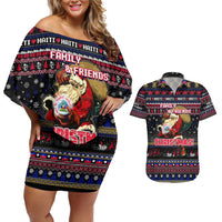 Haiti Couples Matching Off Shoulder Short Dress and Hawaiian Shirt Merry Christmas Family and Friends - Wonder Print Shop