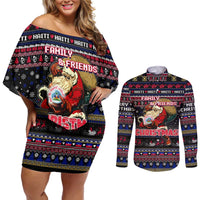 Haiti Couples Matching Off Shoulder Short Dress and Long Sleeve Button Shirt Merry Christmas Family and Friends - Wonder Print Shop