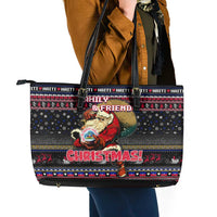 Haiti Leather Tote Bag Merry Christmas Family and Friends - Wonder Print Shop