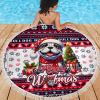 Bulldog Merry Woofmas Beach Blanket Christmas Dog Art Style - Wonder Print Shop