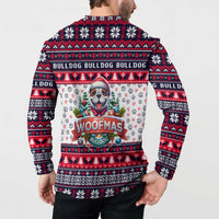 Bulldog Merry Woofmas Button Sweatshirt Christmas Dog Art Style - Wonder Print Shop