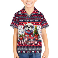 Bulldog Merry Woofmas Family Matching Long Sleeve Bodycon Dress and Hawaiian Shirt Christmas Dog Art Style - Wonder Print Shop