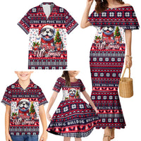 Bulldog Merry Woofmas Family Matching Mermaid Dress and Hawaiian Shirt Christmas Dog Art Style - Wonder Print Shop