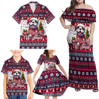 Bulldog Merry Woofmas Family Matching Off Shoulder Maxi Dress and Hawaiian Shirt Christmas Dog Art Style - Wonder Print Shop