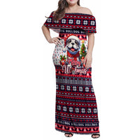 Bulldog Merry Woofmas Family Matching Off Shoulder Maxi Dress and Hawaiian Shirt Christmas Dog Art Style - Wonder Print Shop