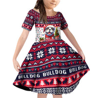 Bulldog Merry Woofmas Family Matching Off Shoulder Short Dress and Hawaiian Shirt Christmas Dog Art Style - Wonder Print Shop
