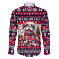 Bulldog Merry Woofmas Family Matching Off Shoulder Short Dress and Hawaiian Shirt Christmas Dog Art Style - Wonder Print Shop