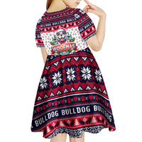 Bulldog Merry Woofmas Kid Short Sleeve Dress Christmas Dog Art Style - Wonder Print Shop