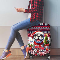 Bulldog Merry Woofmas Luggage Cover Christmas Dog Art Style - Wonder Print Shop