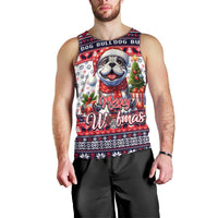 Bulldog Merry Woofmas Men Tank Top Christmas Dog Art Style - Wonder Print Shop