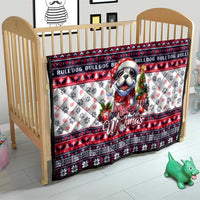 Bulldog Merry Woofmas Quilt Christmas Dog Art Style - Wonder Print Shop