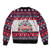 Bulldog Merry Woofmas Sleeve Zip Bomber Jacket Christmas Dog Art Style - Wonder Print Shop