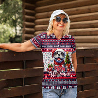 Bulldog Merry Woofmas Women Polo Shirt Christmas Dog Art Style - Wonder Print Shop