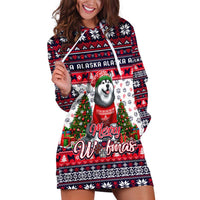 Alaska Merry Woofmas Hoodie Dress Christmas Dog Art Style - Wonder Print Shop