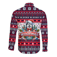 Alaska Merry Woofmas Long Sleeve Button Shirt Christmas Dog Art Style - Wonder Print Shop