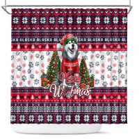 Alaska Merry Woofmas Shower Curtain Christmas Dog Art Style