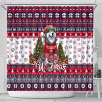 Alaska Merry Woofmas Shower Curtain Christmas Dog Art Style