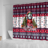 Alaska Merry Woofmas Shower Curtain Christmas Dog Art Style