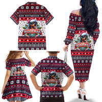 Rottweiler Merry Woofmas Family Matching Off The Shoulder Long Sleeve Dress and Hawaiian Shirt Christmas Dog Art Style - Wonder Print Shop