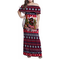 Rottweiler Merry Woofmas Family Matching Off Shoulder Maxi Dress and Hawaiian Shirt Christmas Dog Art Style - Wonder Print Shop