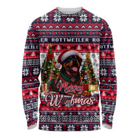 Rottweiler Merry Woofmas Long Sleeve Shirt Christmas Dog Art Style - Wonder Print Shop