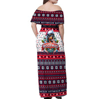 Rottweiler Merry Woofmas Off Shoulder Maxi Dress Christmas Dog Art Style - Wonder Print Shop