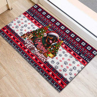 Rottweiler Merry Woofmas Rubber Doormat Christmas Dog Art Style - Wonder Print Shop