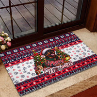 Rottweiler Merry Woofmas Rubber Doormat Christmas Dog Art Style - Wonder Print Shop