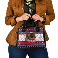Rottweiler Merry Woofmas Shoulder Handbag Christmas Dog Art Style